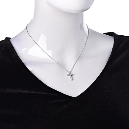 Tiffany Platinum Diamond Small Cross Pendant Necklace 2 of 6