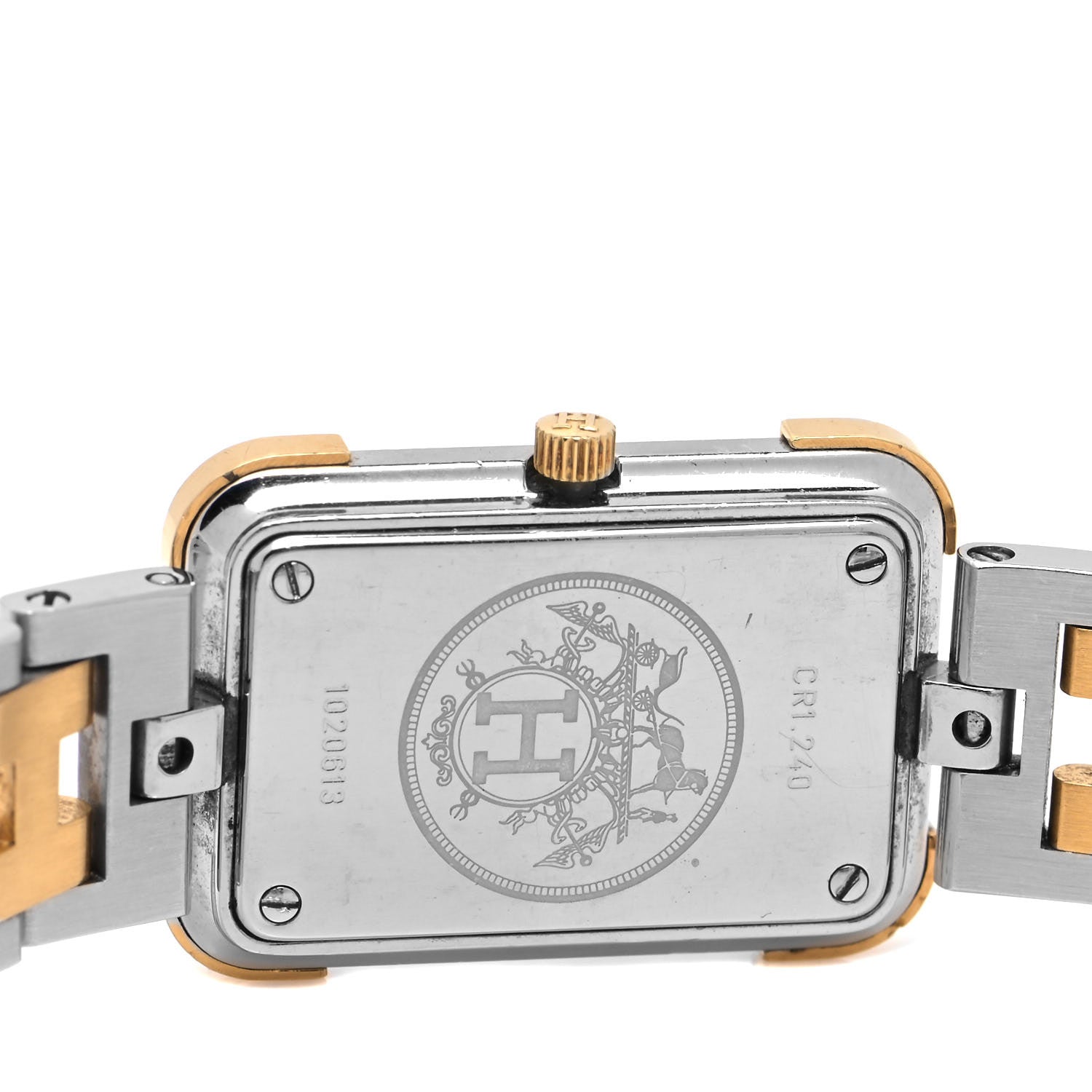 Hermes Stainless Steel 18mm Rectangle Croisiere Quartz Watch Gold 4 of 5