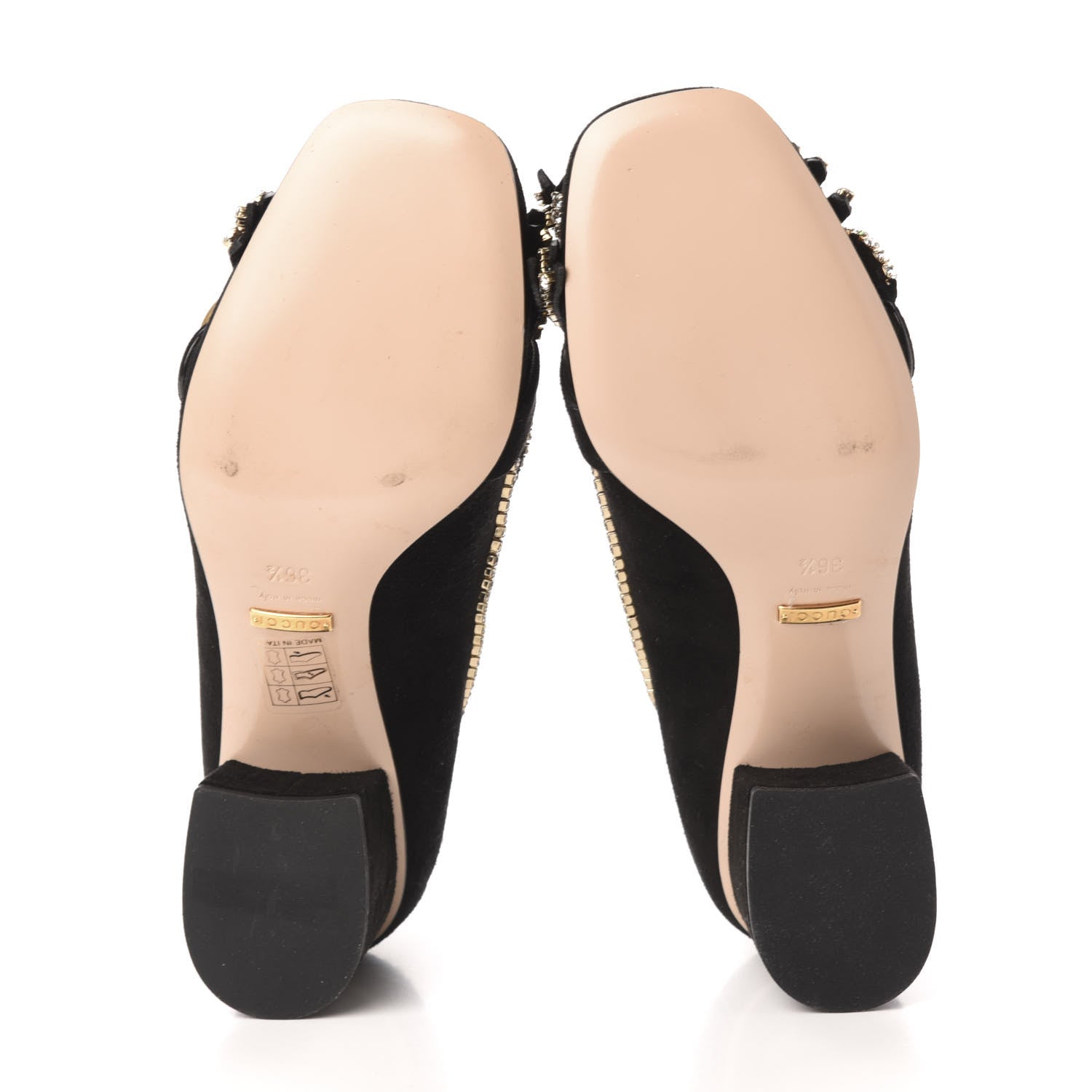 Gucci Kid Scamosciato Crystal GG Marmont Fringe 50mm Loafer Pumps 36.5 Black 5 of 8
