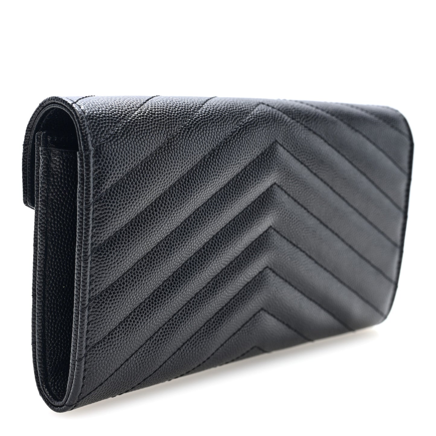 Grain De Poudre Matelasse Chevron Monogram Flap Wallet Black