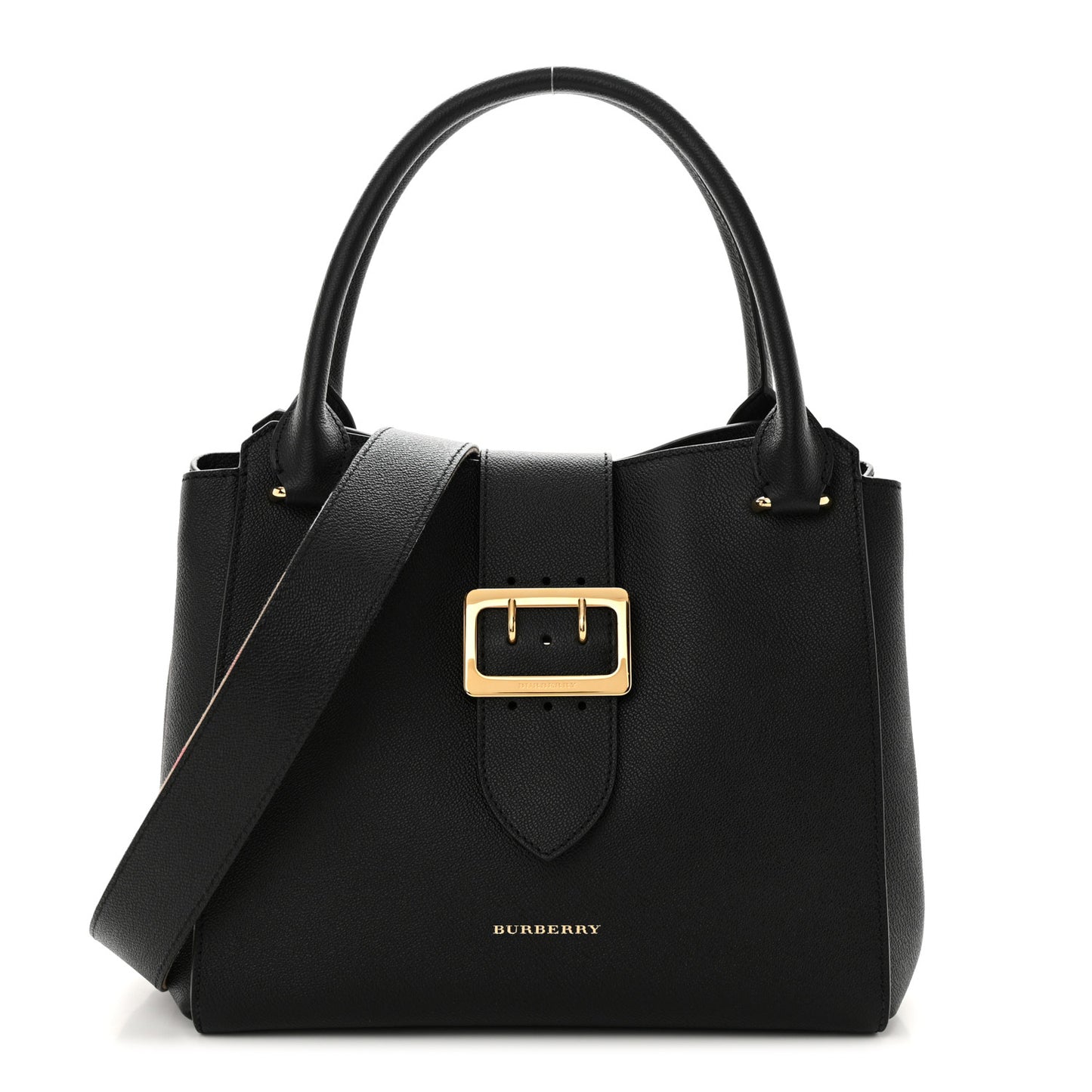 Soft Grain Calfskin Medium Buckle Tote Black