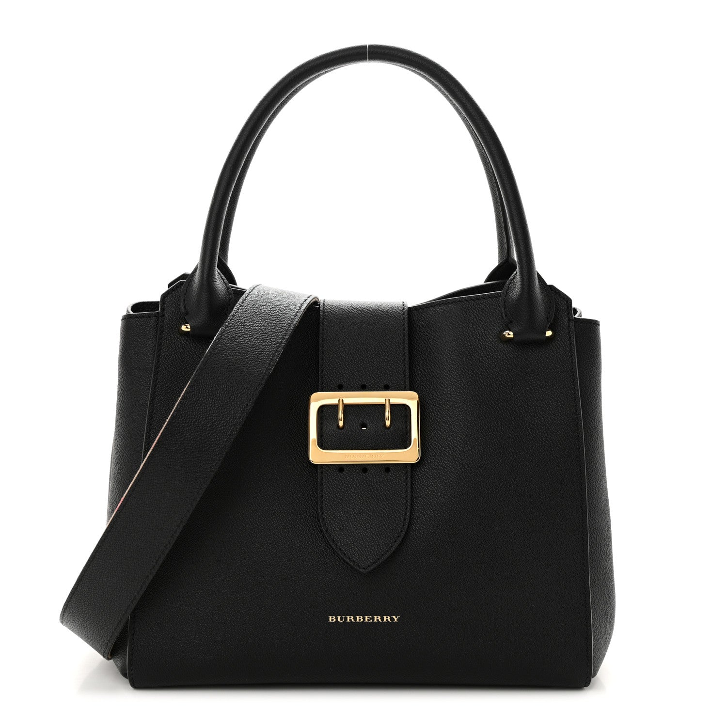 Burberry Soft Grain Calfskin Medium Buckle Tote Black 1 of 12