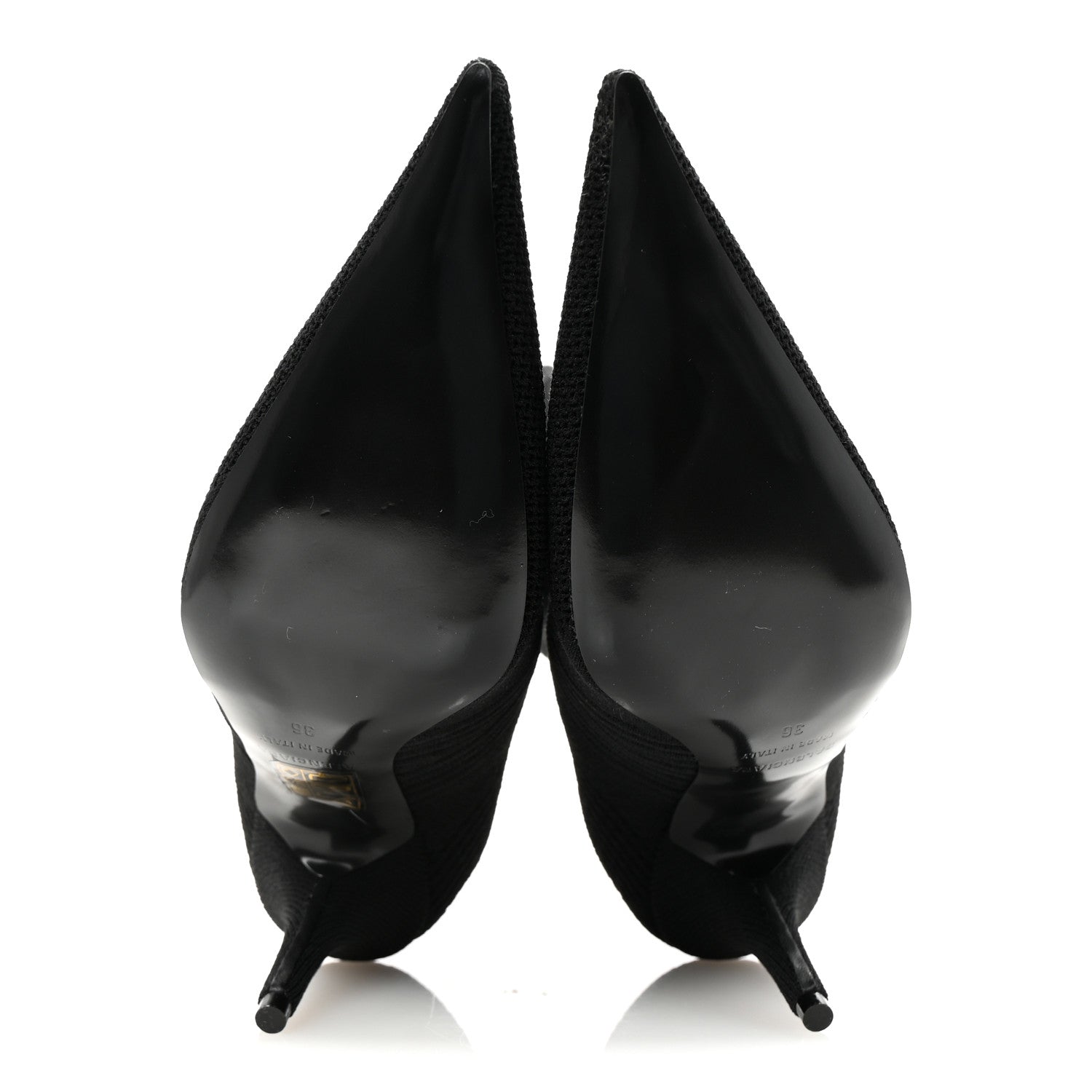 Balenciaga Textured Recycled Knit Logo Extreme Pointed Toe Knife 2.0 Booties 36 Black 6 of 8