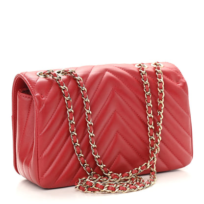 Chanel Calfskin Chevron Quilted Mini Statement Flap Red 3 of 12