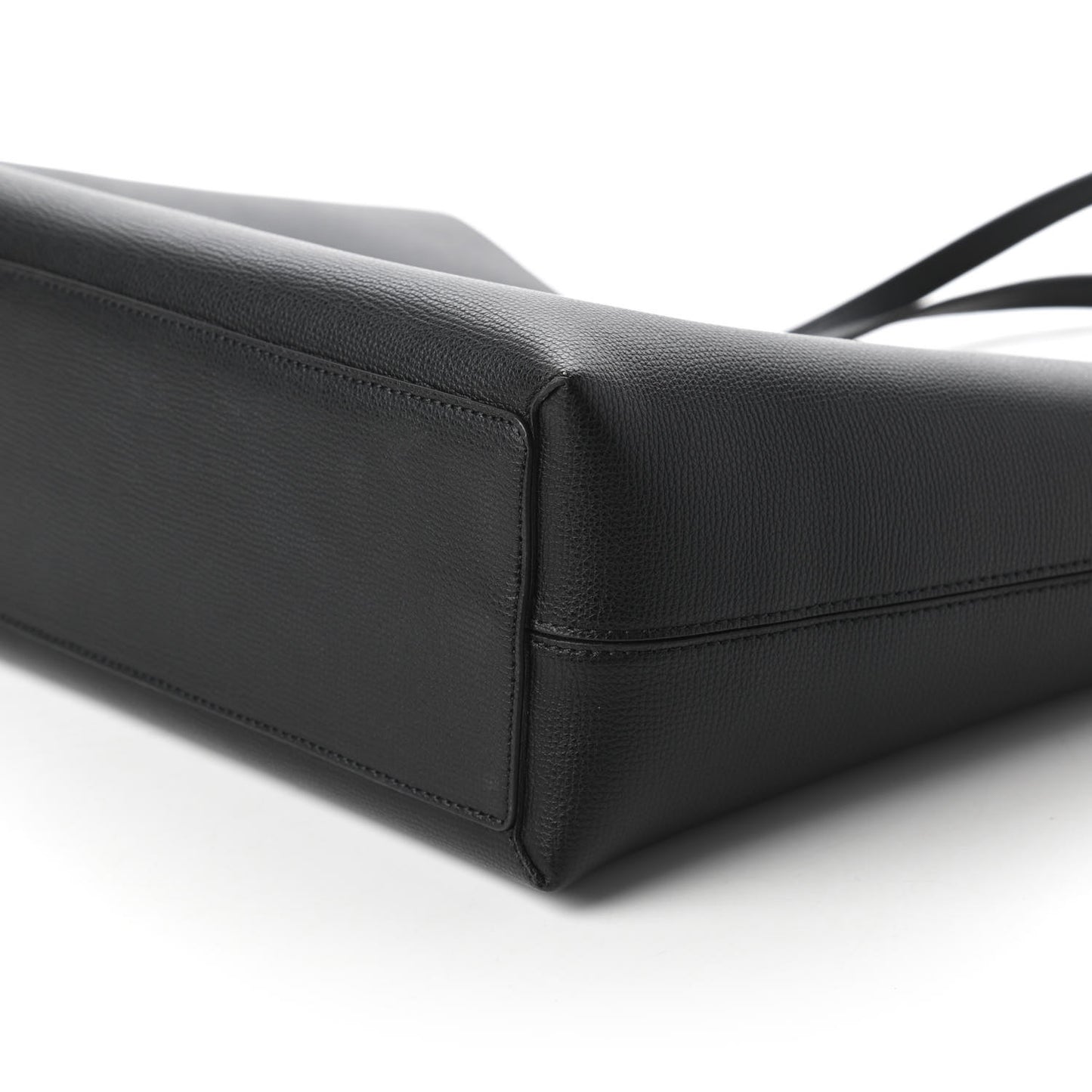 Grainy Calfskin Haymarket Check Medium Reversible Tote Black