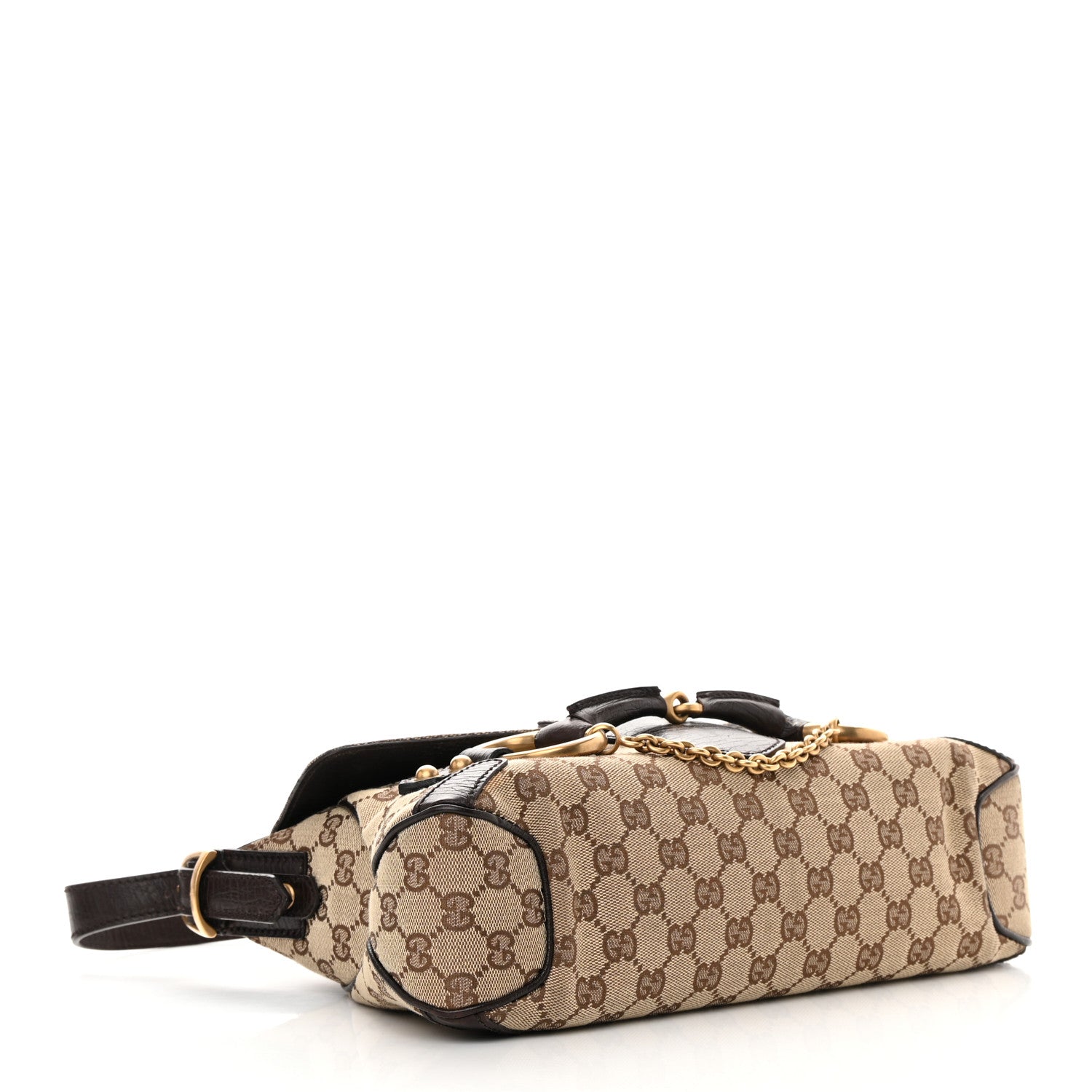 Gucci Monogram Horsebit Chain Flap Shoulder Bag Brown 4 of 13
