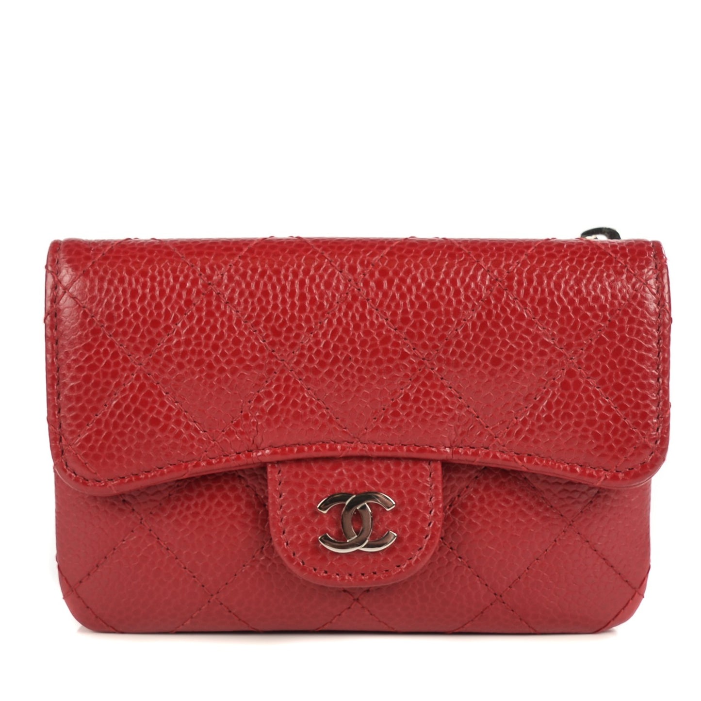 Caviar Quilted Coin Purse Red