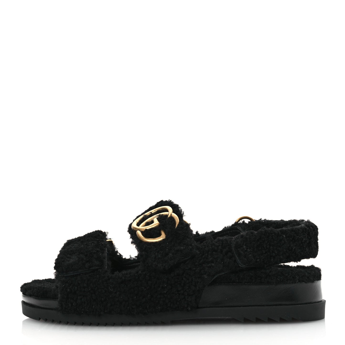 Merino Wool Interlocking G Dad Sandals 37 Black