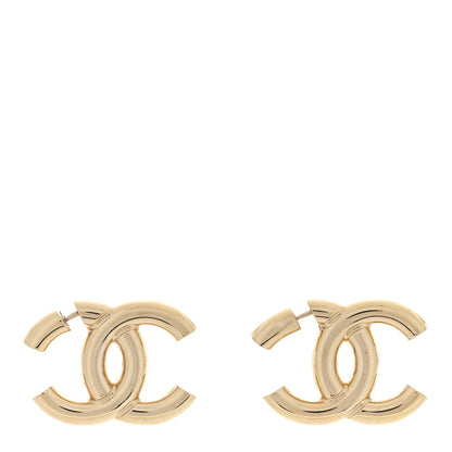 Chanel Metal Large CC Earrings Light Gold 1 of 3