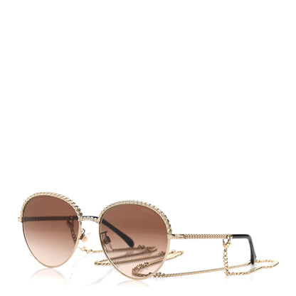 Chanel Chain Pantos Sunglasses 4242 Gold Brown 1 of 10