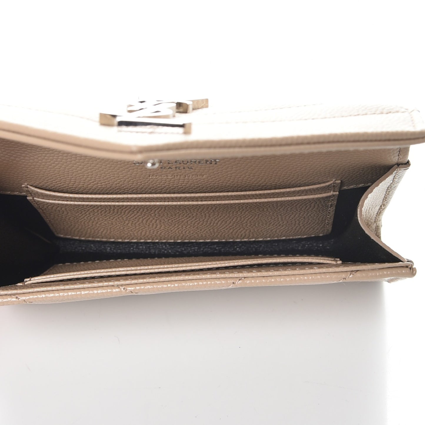Grain De Poudre Matelasse Chevron Small Monogram Envelope Wallet Dark Beige