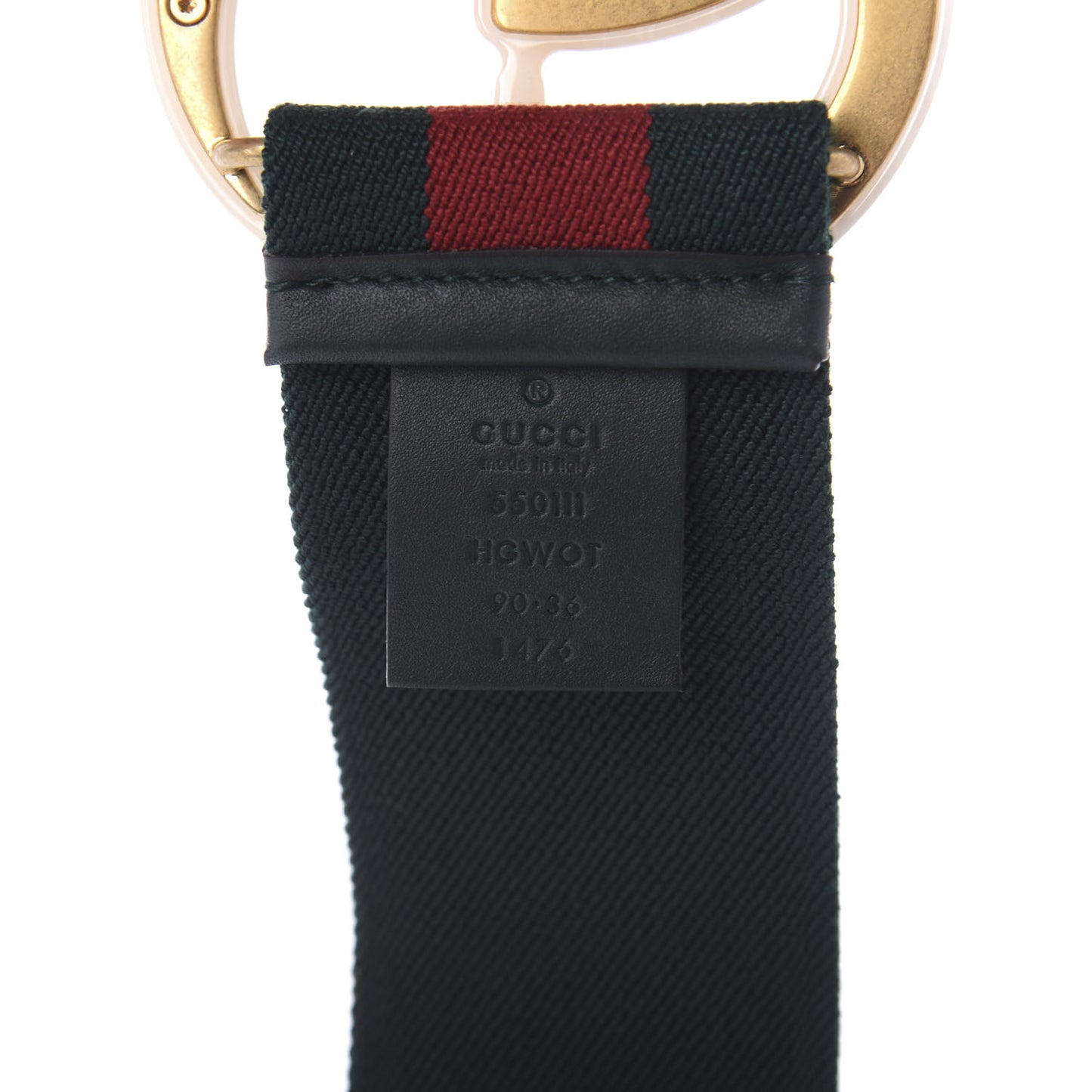 Elastic Web Crystal Embellished Plexiglass GG Marmont Belt 90 36 Red Green