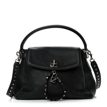 Valentino Garavani Grained Lagun Calfskin Rockstud Twiny Top Handle Bag Black 1 of 9