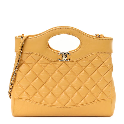 Chanel Shiny Crumpled Calfskin Quilted Mini 31 Shopping Bag Yellow 1 of 10
