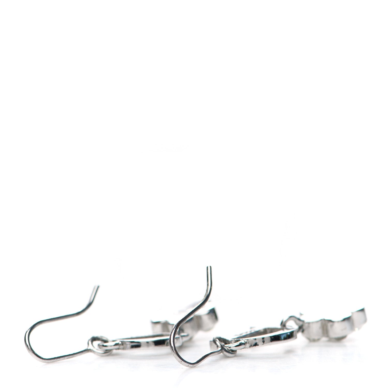 Christian Dior Crystal Flower Dangle Earrings Silver 3 of 4