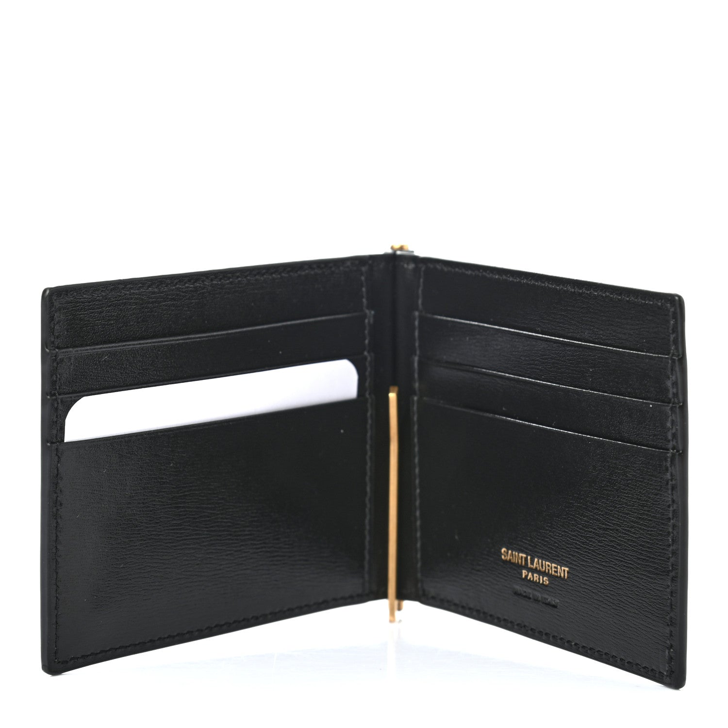 Saint Laurent Shiny Calfskin Tiny Cassandre Bill Clip Wallet Black 5 of 7