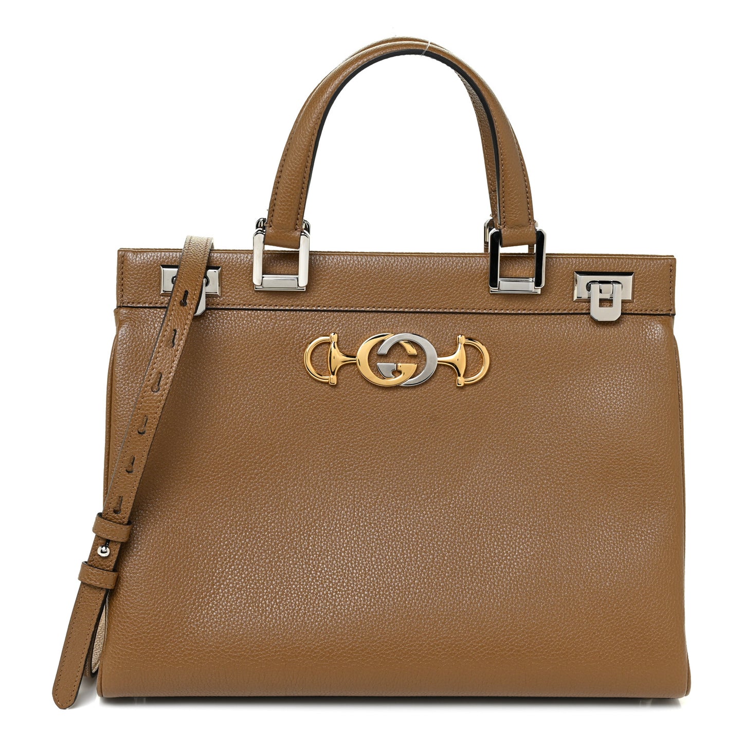 Grainy Calfskin Medium Zumi Top Handle Bag Friky Taupe