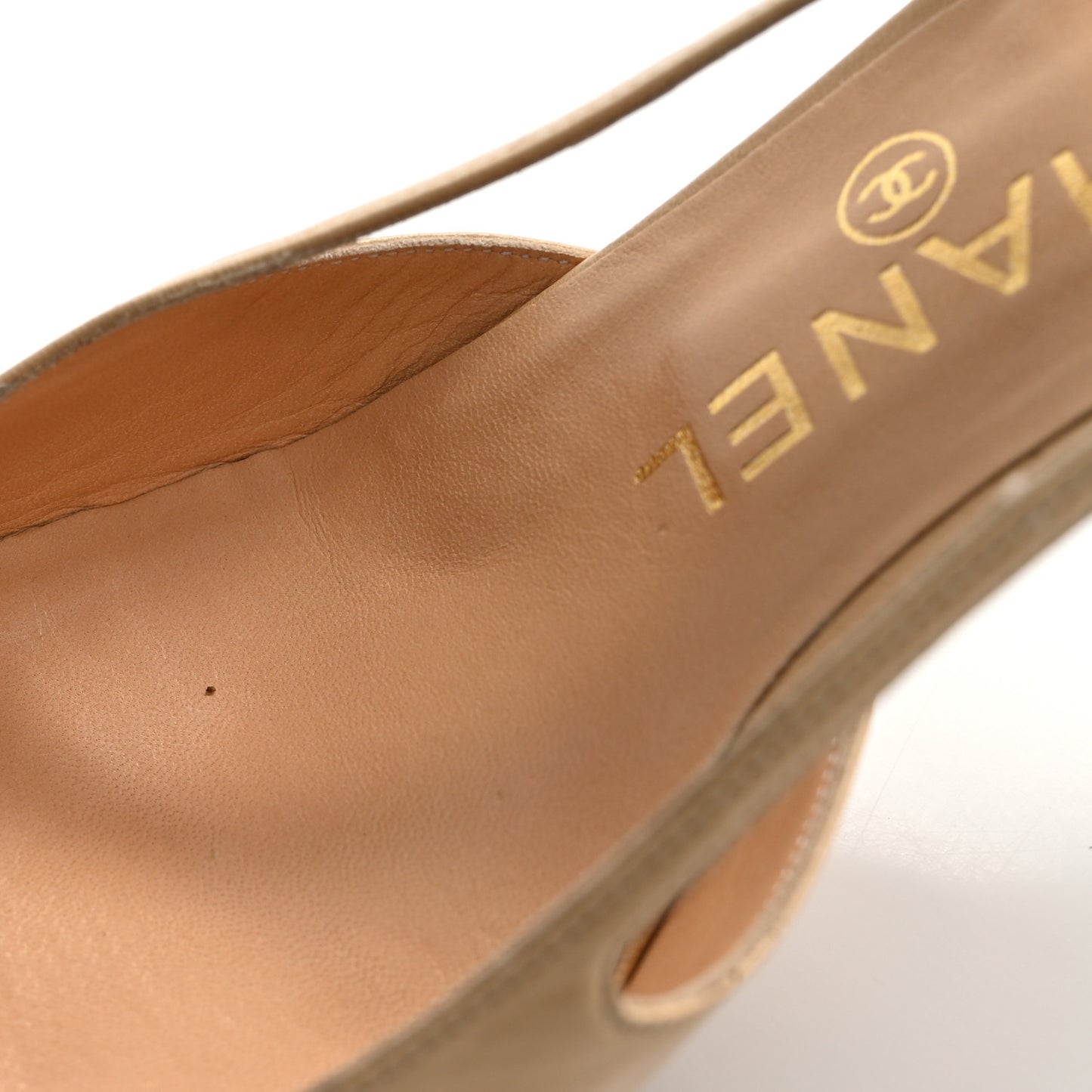 Lambskin Pointed Cap Toe CC Slingback Heels 39 Beige Black