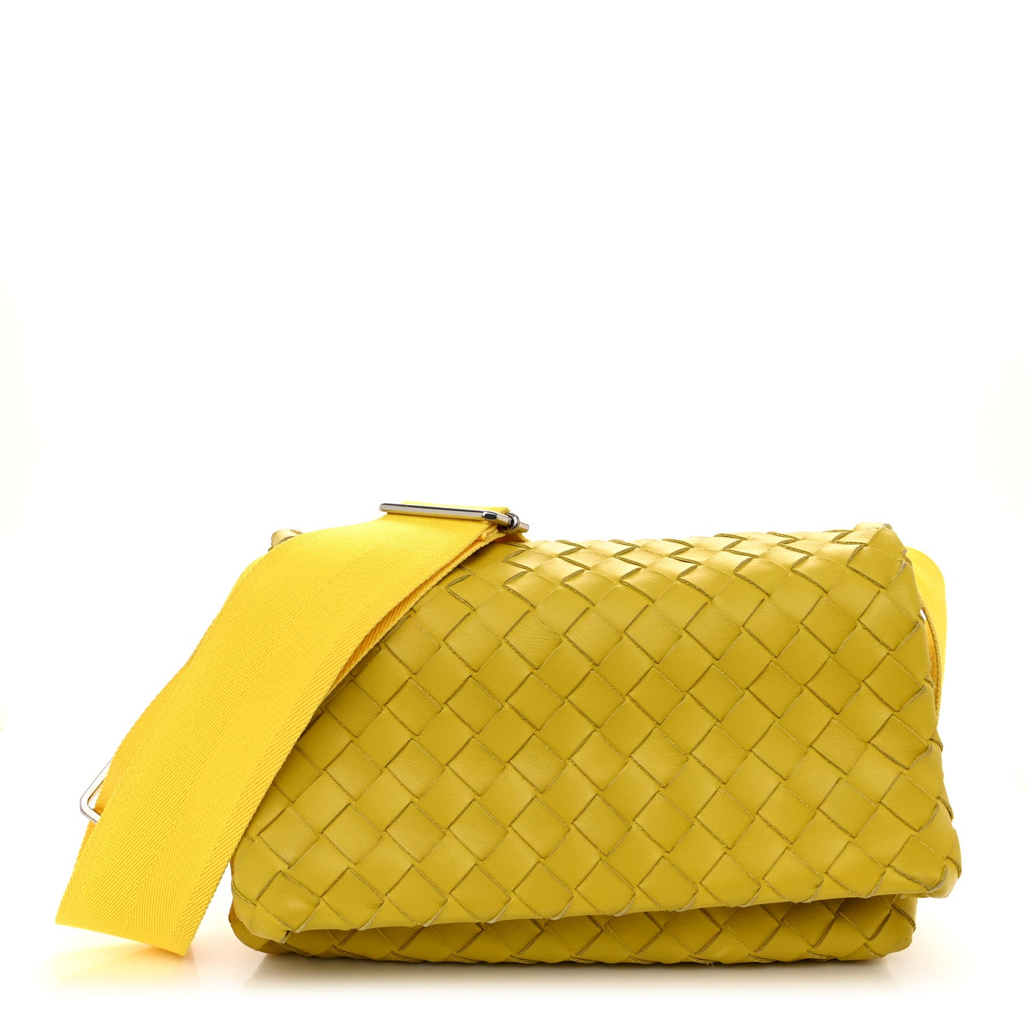 Bottega Veneta Nappa Intrecciato Small Fold Crossbody Messenger Lemon 1 of 9