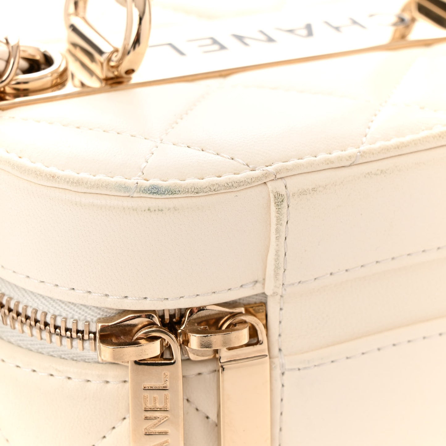 Lambskin Quilted Trendy Vanity Case White