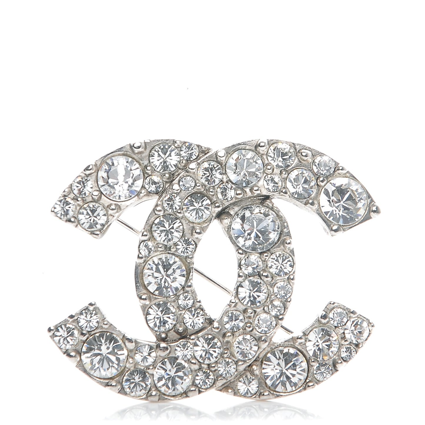Crystal Large CC Brooch Silver