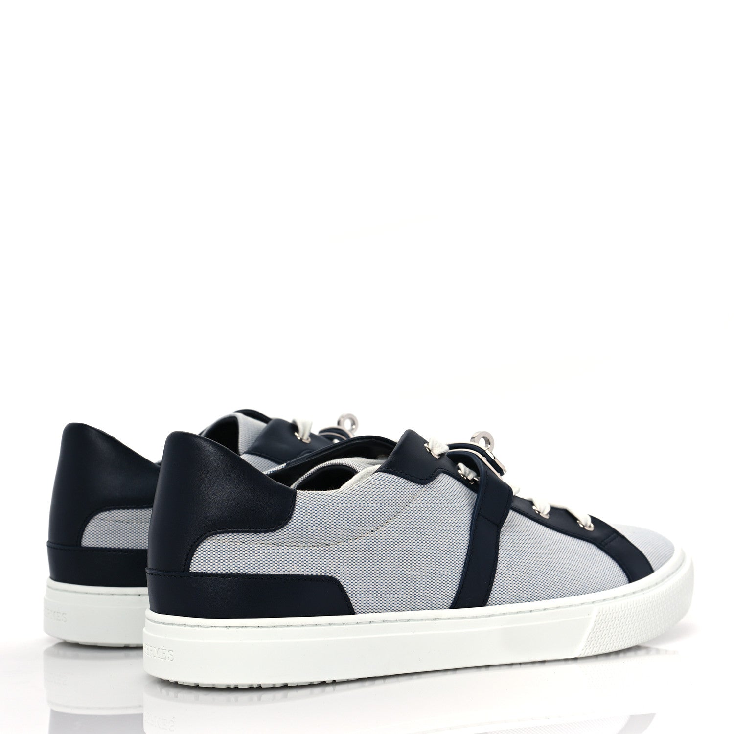 Hermes Calfskin Canvas Mens Day Sneakers 43 Bleu Marine 4 of 7