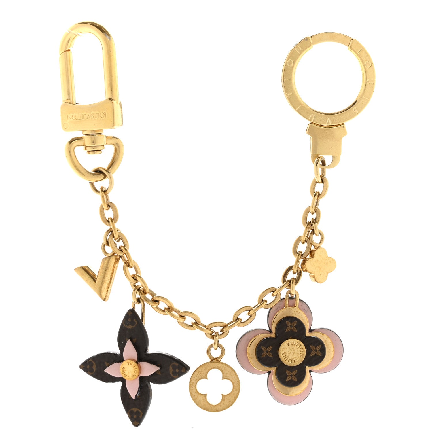 Louis Vuitton Brass Monogram Blooming Flowers Bag Charm Key Holder Rose Ballerine 3 of 6