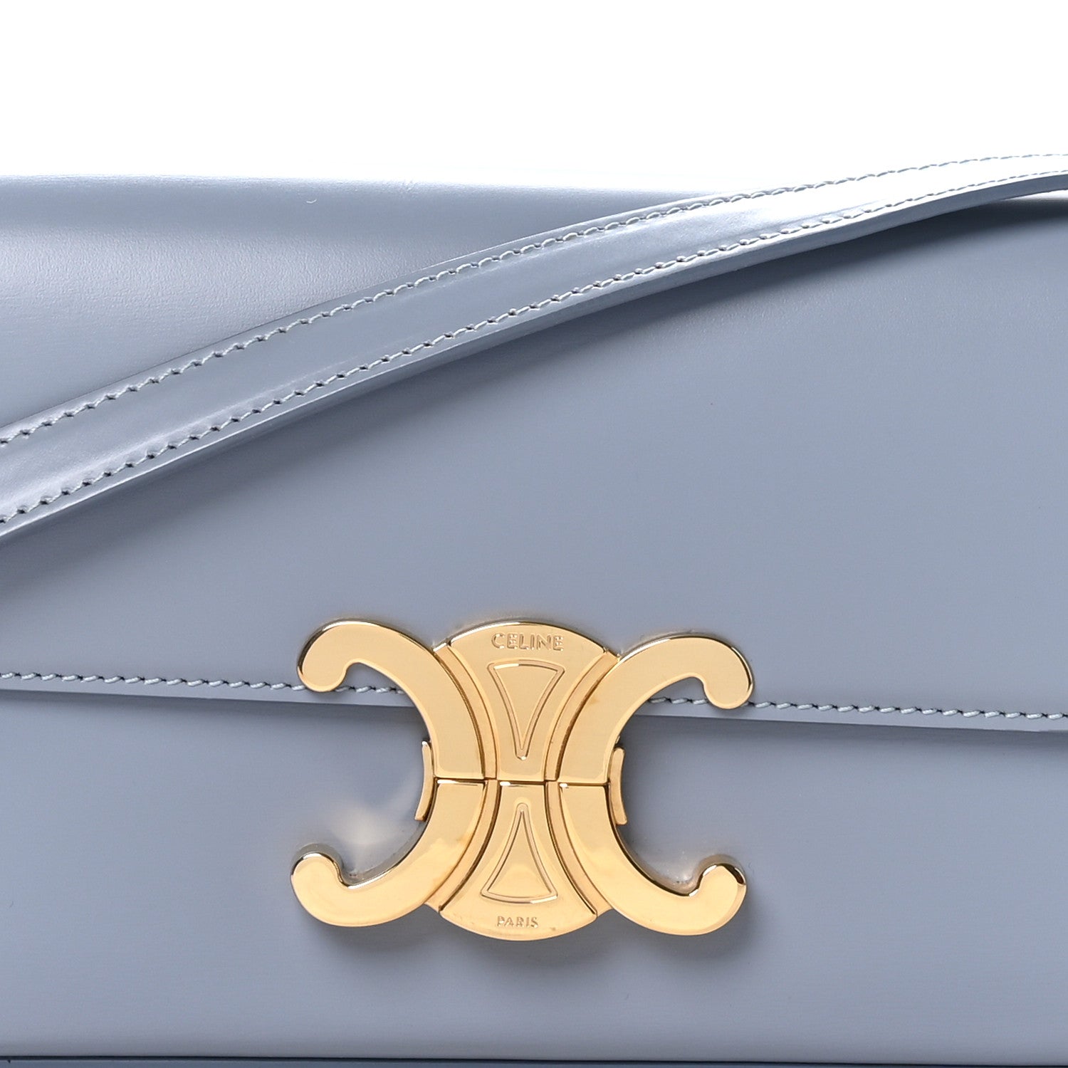 Celine Shiny Calfskin Triomphe Shoulder Bag Arctic Blue 8 of 10