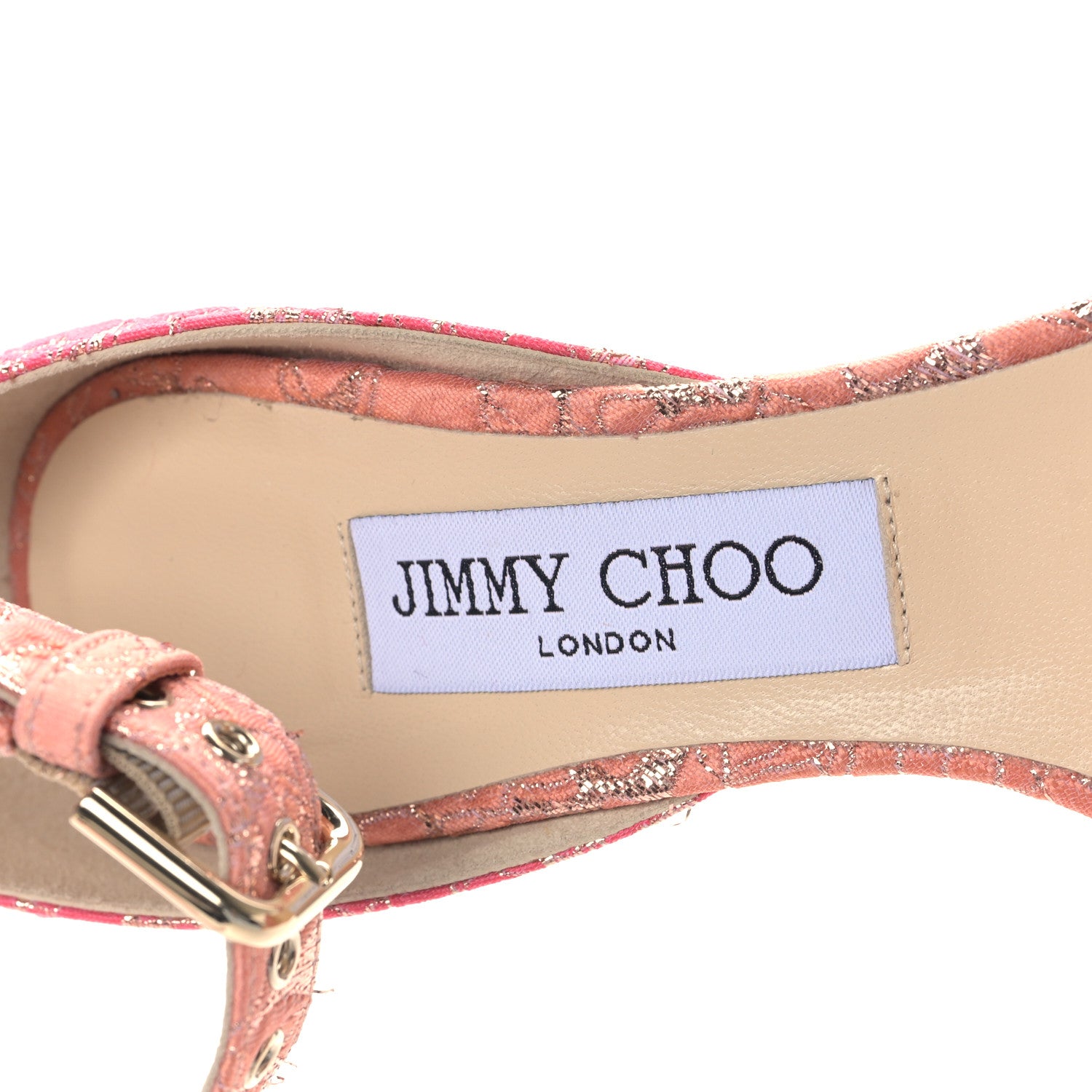 Jimmy Choo Floral Jacquard Fabric Edina 85mm Sandals 37.5 Flamingo Calypso 7 of 7