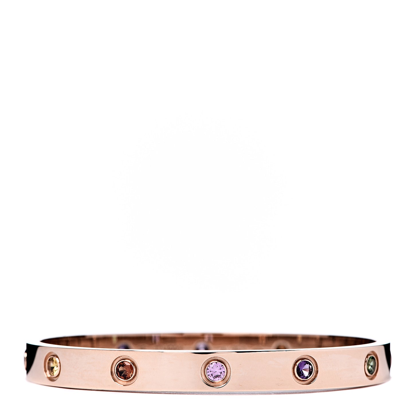 18K Pink Gold Sapphire Garnet Amethyst LOVE Bracelet 16