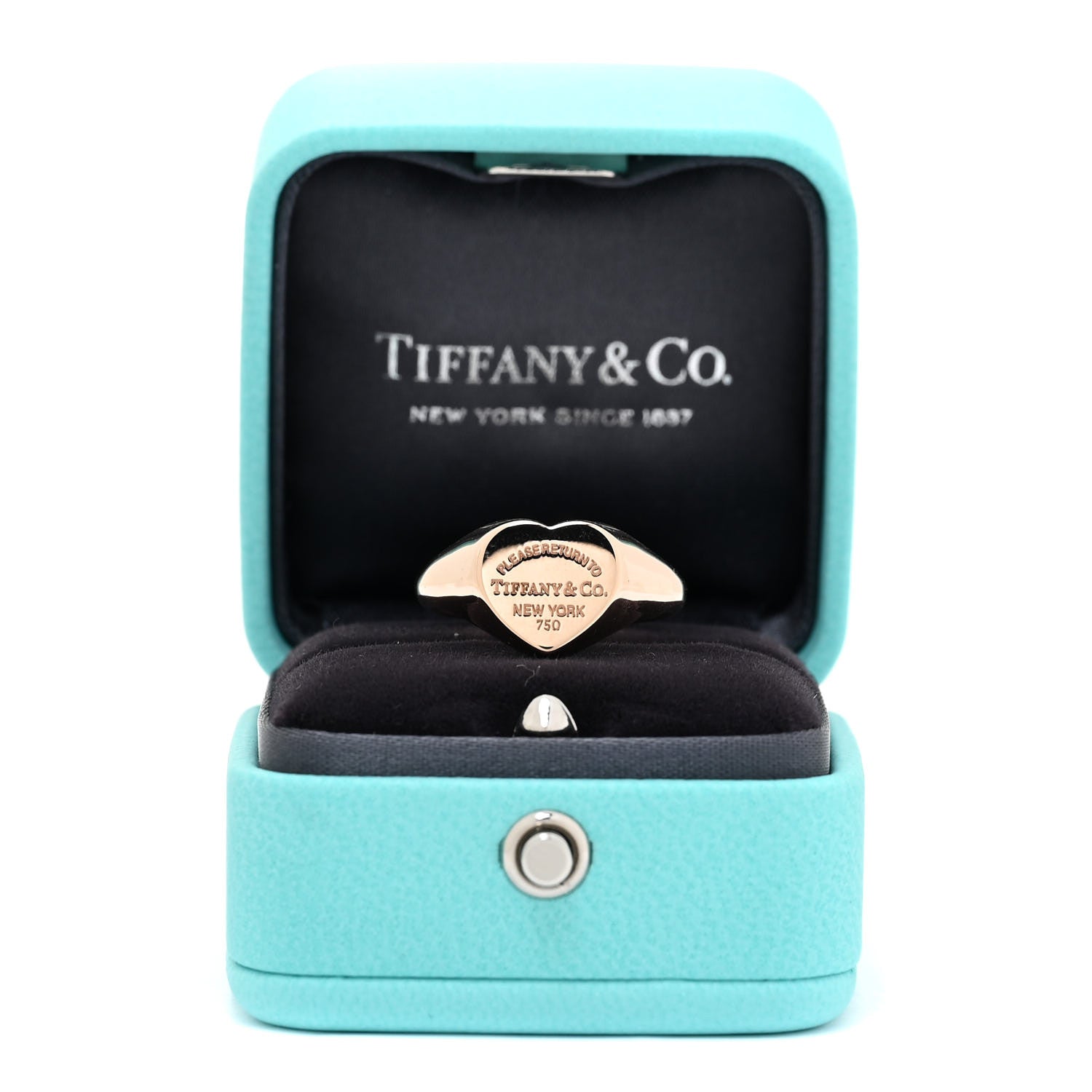 Tiffany 18K Rose Gold Return to Tiffany Heart Signet Ring 55 7.25 5 of 5