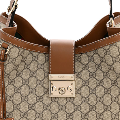 Gucci GG Icon Monogram Padlock Shoulder Bag Beige Dark Brown 8 of 10