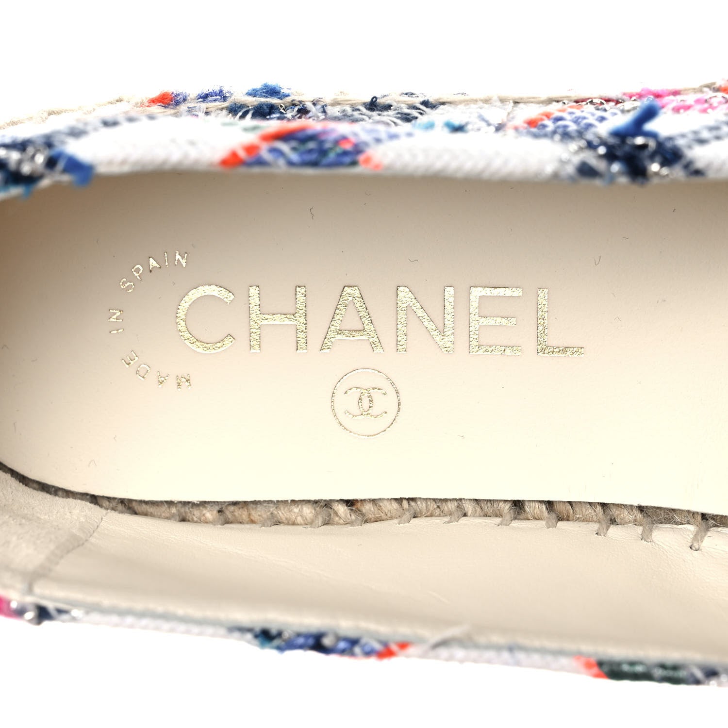 Chanel Tweed Grosgrain CC Espadrilles 39 White Blue Pink Green Black 7 of 8