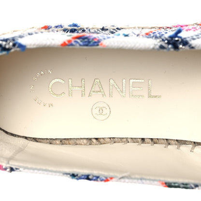 Chanel Tweed Grosgrain CC Espadrilles 39 White Blue Pink Green Black 7 of 8