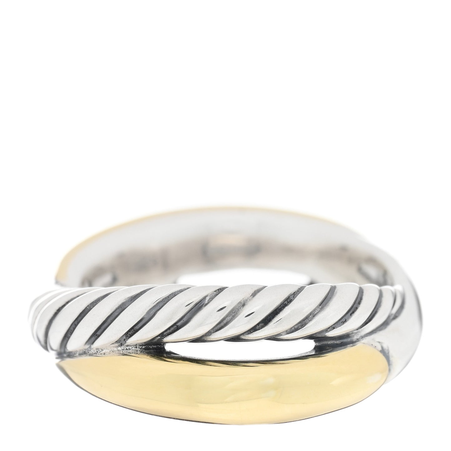 Sterling Silver 18K Yellow Gold Crossover Ring 54 7