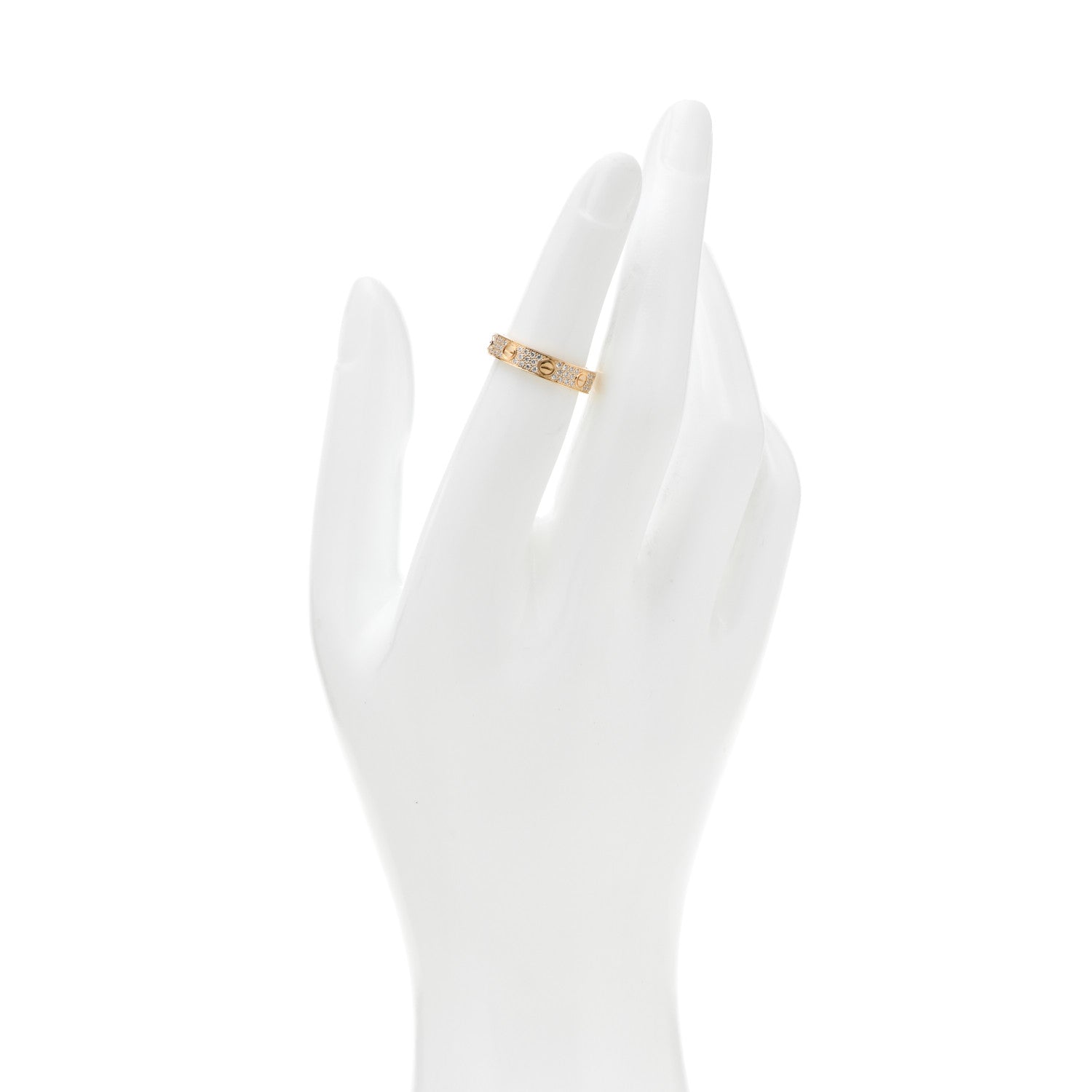 Cartier 18K Yellow Gold Diamond 4mm LOVE Wedding Paved Band Ring 49 5 2 of 5