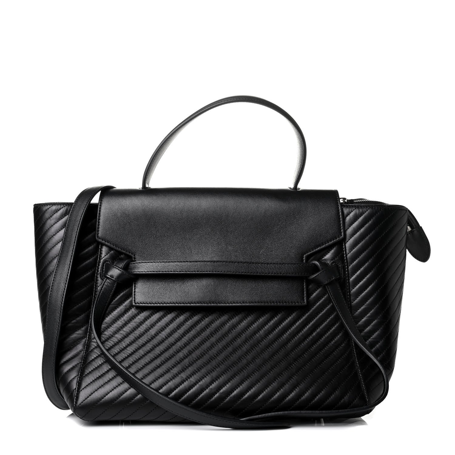 Celine Calfskin Diagonal Quilted Mini Belt Bag Black 1 of 5