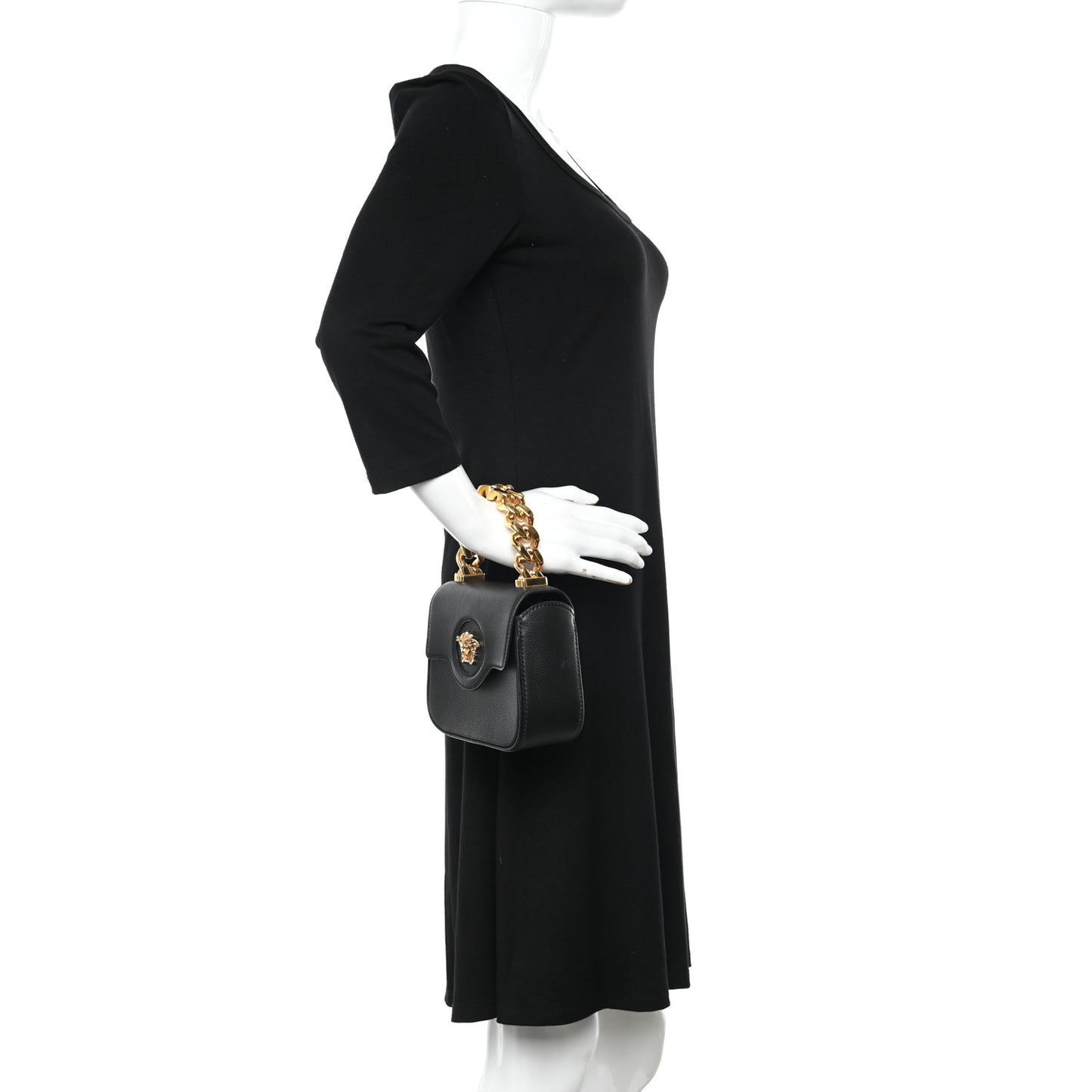 Grained Calfskin Mini La Medusa Bag Black