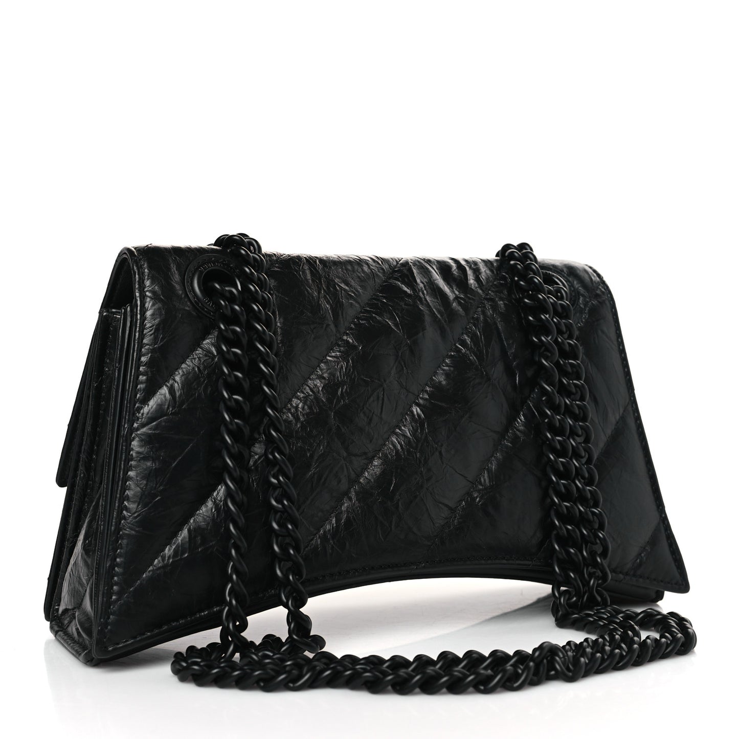 Crushed Calfskin Quilted Matte Black Hardware Small Crush Chain Bag Black