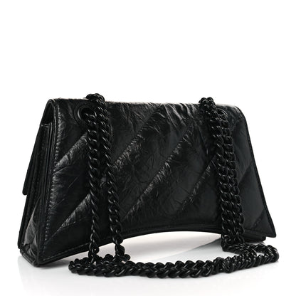 Balenciaga Crushed Calfskin Quilted Matte Black Hardware Small Crush Chain Bag Black 3 of 9