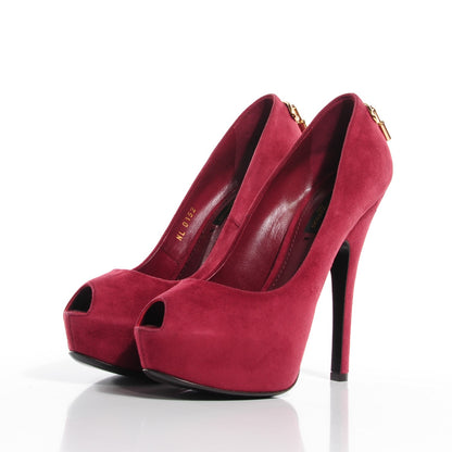 Louis Vuitton Suede Oh Really Peep Toe Pumps 36 Grenat 3 of 7