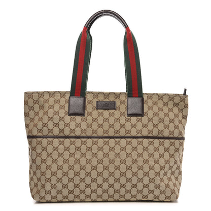 Gucci Monogram Web Large Diaper Tote Brown 1 of 12