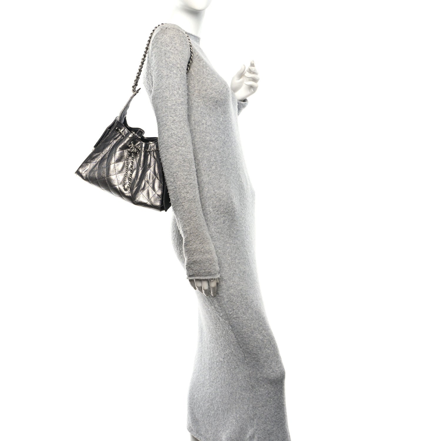 Chanel Metallic Caviar Quilted Small Chanel 25 Handbag Silver 2 of 10