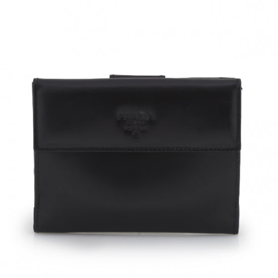 Spazzolato French Flap Wallet Black