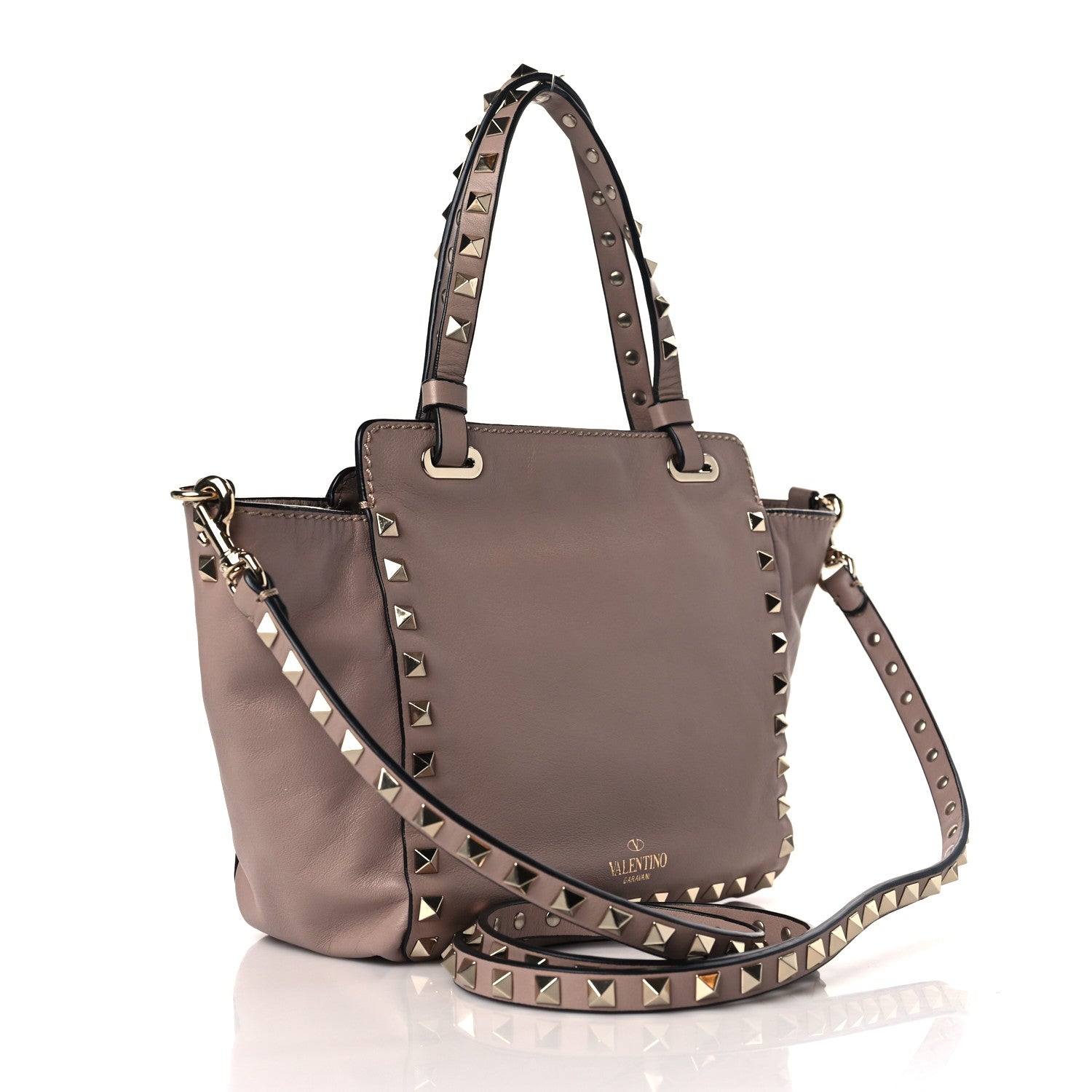 Valentino Garavani Vitello Mini Rockstud Tote Poudre 2 of 7