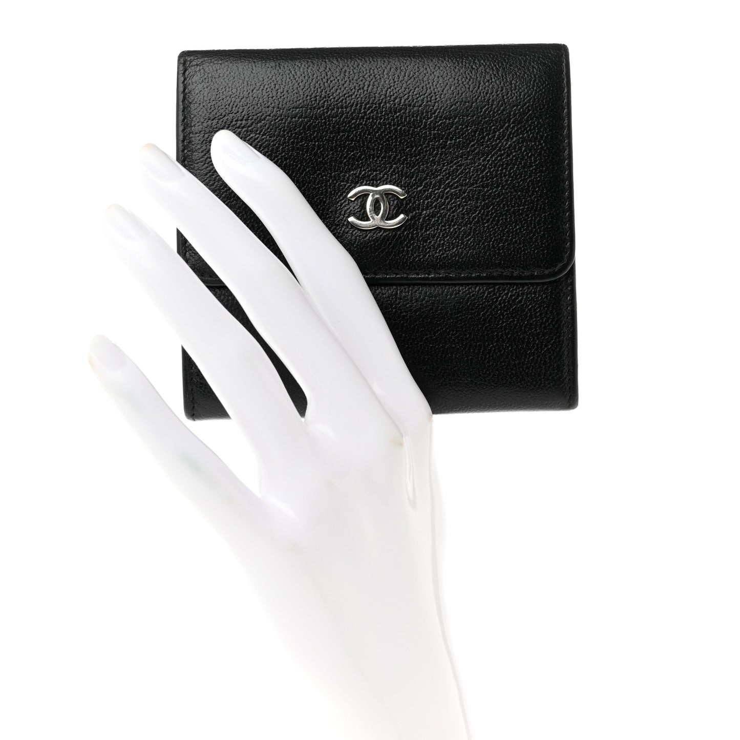 Goatskin Compact Double Sided Wallet Black