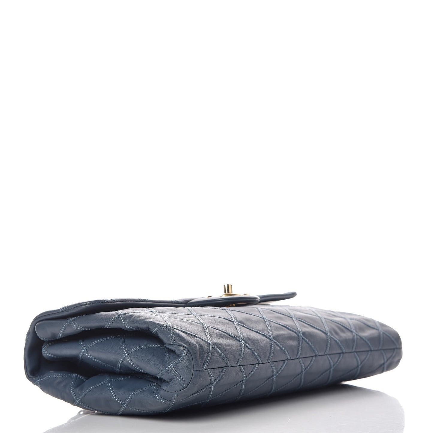 Calfskin Stitched Thin City Flap Dark Blue