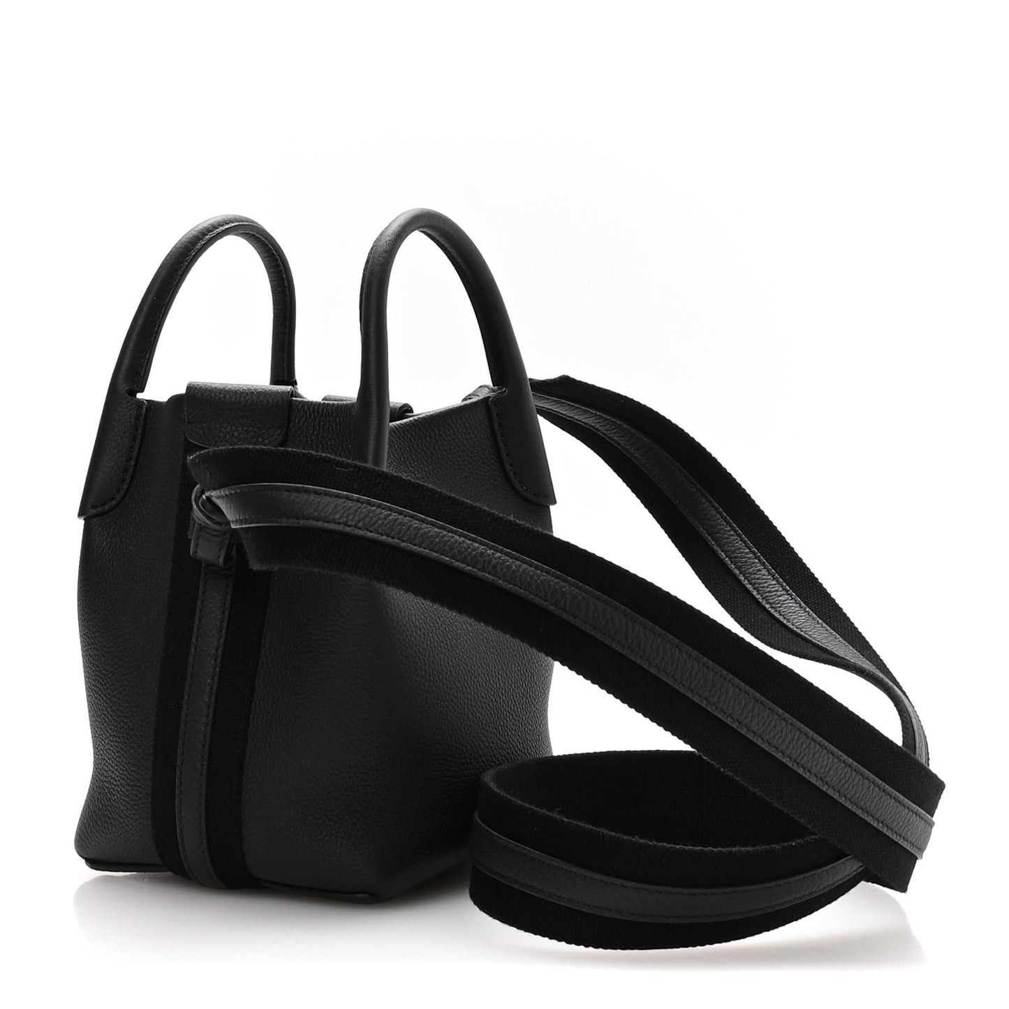 Grained Calfskin Micro Bale Bag Black