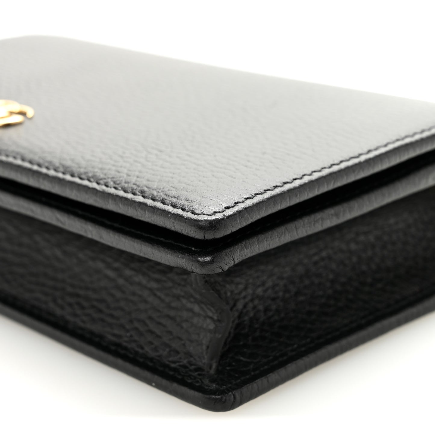 Calfskin Mini GG Marmont Chain Wallet Black
