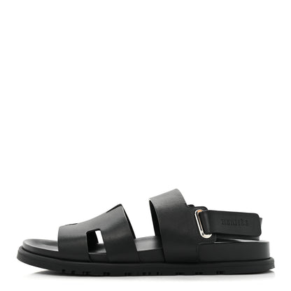 Hermes Calfskin Mens Genius Sandals 42.5 Black 1 of 10
